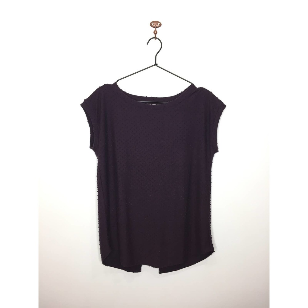 WILFRED Artizia Purple Anvers Jacquard Knit T-Shirt Split Back Women's Small